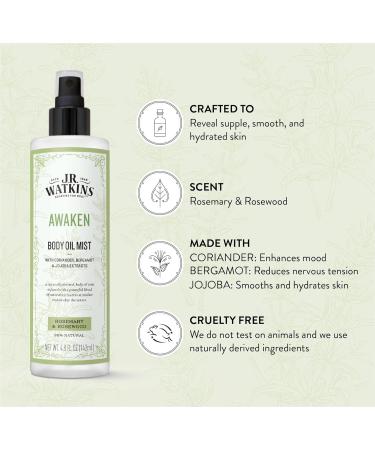 J.R. Watkins Awaken Body Oil Mist - Hydrating Essential with Rosemary & Rosewood | 4.8 oz - Revitalize Your Senses - Buy Online on GoSupps.com