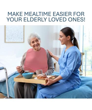 Silicone Adult Bibs for Elderly Adjustable Adult Bibs for Men Women Washable Adult Silicone Bibs with Crumb Catcher bibs - Buy Online on GoSupps.com