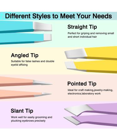 4-Piece Stainless Steel Tweezers Set for Ingrown Hairs - Facial Hair Removal for Men & Women (Multi-Colored) - Buy Online on GoSupps.com