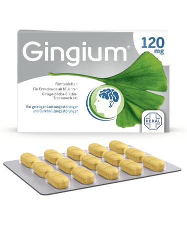 Gingium 120 mg Film-Coated Tablets - 60 pcs | Natural Memory Support | Herbal & Well Tolerated | Buy Internationally - Buy Online on GoSupps.com