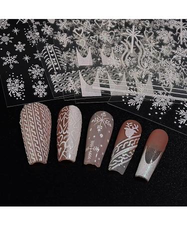 6 Sheets Christmas Nail Art Stickers Decals Self-Adhesive White Stars Snowflakes Nail Supplies Nail Art Design Decoration Accessories - Buy Online on GoSupps.com