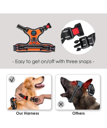 Phoepet Orange Dog Harness for Small Dogs - Adjustable Reflective Vest with Front Clip Handle & 2 Metal Rings | Easy On/Off (Size L) - Buy Online on GoSupps.com