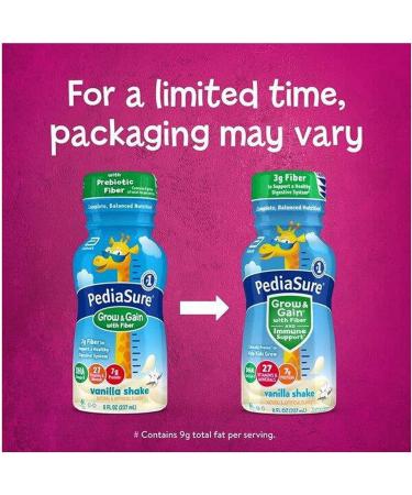 PediaSure Grow & Gain Kids Protein Shake 3g Fiber Immune Support DHA Omega-3 Non-GMO Chocolate & Vanilla 8 Fl Oz (Pack of 24) - Buy Online on GoSupps.com