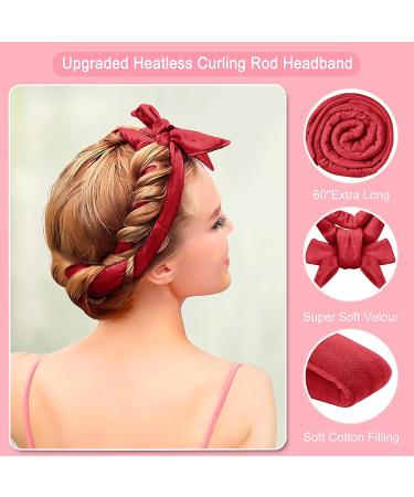 Buy Heatless Curlers - Non-Slip Hair Curling Band & Pin Set for Medium & Long Hair - Red DIY Hairstyle Kit - Buy Online on GoSupps.com