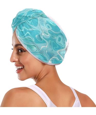 Teal Waves Hair Towel 2 Pack | Super Absorbent Quick Dry Hair Turbans for Women & Girls - Buy Online on GoSupps.com