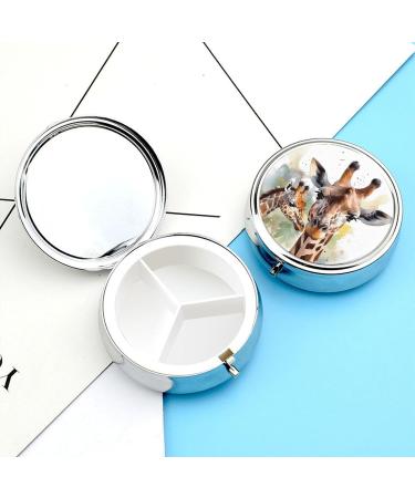 Meta Title: "Travel Pill Box with 3 Compartments - Watercolor Deer & Giraffe Print - Portable Pill Organizer for Purse & Pocket - Buy Online on GoSupps.com