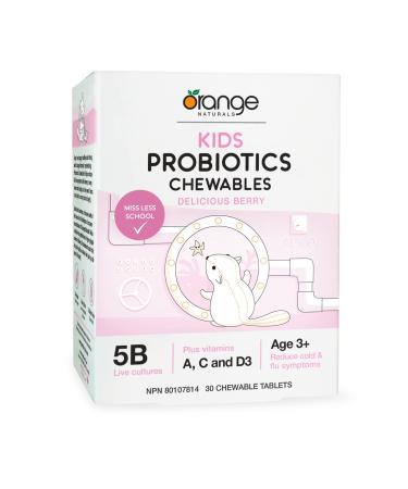Orange Naturals - Kids Probiotics 30 Chewables Tablets - Helps to Reduce Cold and Flu-Like Symptoms Such as Fever Runny Nose and Cough - Helps to Support the Immune System 30 count (Pack of 1)