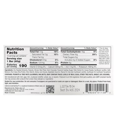 Buy California Gold Nutrition Dark Chocolate Nut & Sea Salt Snack Bars - 12 Pack (1.4 oz Each) - Healthy International Shipping - Buy Online on GoSupps.com