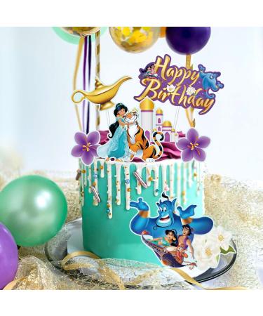 8pcs Jasmine Cake Decorations Jasmine Birthday Cake Topper Decorations with Jasmine Magic Lamp Flying Carpet Arabian Princess Party Supplies For Girls Kids Birthday Baby Shower Party Favors Purple - Buy Online on GoSupps.com