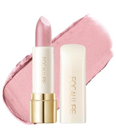 FOCALLURE Moisturizing Shiny Lipstick Pearl Shimmery Finish Hydrating Tinted Lip Balm with Creamy Texture Long Lasting High Pigmented Lip Stain Sour Sugar PK02 Sour Sugar