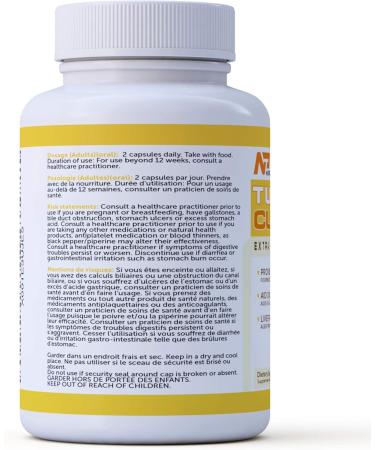 Natural Turmeric Curcumin Supplement with Piperine - 120 Capsules - Made in Canada - Buy Online on GoSupps.com