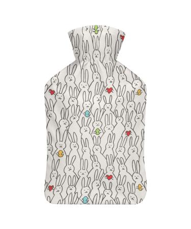 Hot Water Bottle With Lid Rabbits With Easter Eggs Rubber Hot Water Bag For Pain Relief Cramps Foot Warmer Hot And Cold Therapy