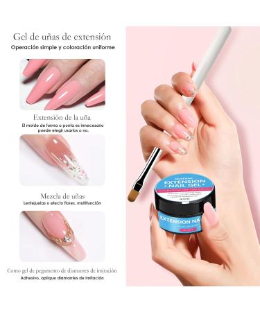 UV Nail Gel Set 15gx2 + 48 Nail Templates Brush & Acrylic Gel for Nail Extensions & Art | Pink - Buy Online on GoSupps.com