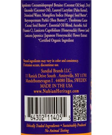 Nubian Heritage Mango Butter Body Wash 13 fl oz - Hydrating & Nourishing - Buy Online on GoSupps.com