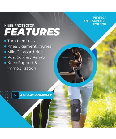 Comfyorthopedic Locking Knee Brace with Metal Side Stabilizers - PCL/ACL Hinged ROM Brace for Meniscus Tear - Knee Braces for Pain Relief with ROM Dial for Women & Men - Buy Online on GoSupps.com