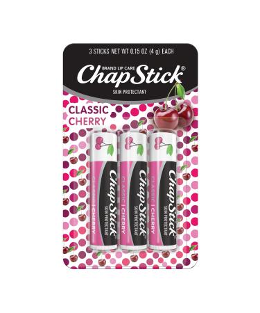 Chapstick Lip Care Skin Protectant Classic Cherry 3 Sticks 0.15 oz (4 g) Each