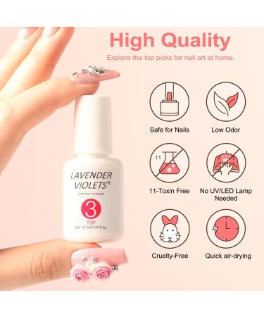 Lavender Violets Dip Powder liquid Set with Nail Primer Activator Base Top Coat High Glossy & Long Lasting Replacement Brushes Dipping Powder Nail Kit Essential Portability J781 Essential Kit - Buy Online on GoSupps.com