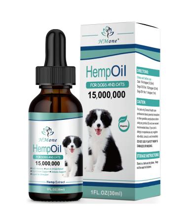 HMone - Max Potency Hemp Oil for Dogs and Cats - Hemp Oil Drops with Omega 3-6-9 Fatty Acids - Supports Hip, Joint and Skin Health - Organic, Non-GMO, Made in USA 1-Pack