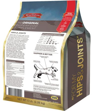 The Missing Link Hips & Joints Powder for Dogs - 5lb All-Natural Supplement with Balanced Omegas, Glucosamine, and Dietary Fiber - Buy Online on GoSupps.com