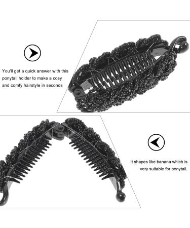 Lurrose Pearl Banana Hair Clip - Black Hairpin Ponytail Holder for Effortless Hair Styling | International Shipping Available - Buy Online on GoSupps.com