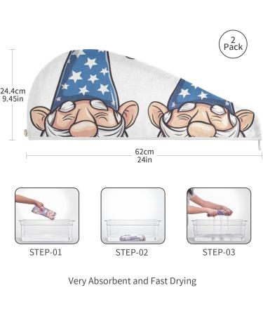 2 Pack Dwarf Hair Towels with American Flag Hat | Super Absorbent Quick Dry Turbans for Women & Girls - Buy Online on GoSupps.com