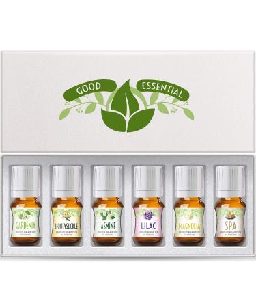 Fragrance Oils Set of 6 Scented Oils from Good Essential - Gardenia Oil, Lilac Oil, Honeysuckle Oil, Jasmine Oil, Magnolia Oil, Spa Oil: Aromatherapy, Perfume, Soaps, Candles, Slime, Lotions!