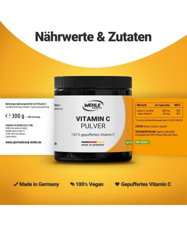 High Dose Vitamin C Powder 1000mg - 820mg Pure Calcium Ascorbate per Gram | Vegan Additive-Free 300 Portions | Herbal Fermentation - Buy Online on GoSupps.com