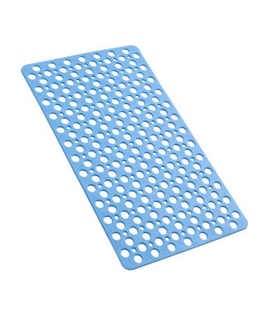 YINENN Bath Shower Mat Non Slip with Suction Cups, TPE Shower Safety Mat and Phtahlate Latex Free, Machine Washable Bath Mat for Tub, Soft Bathroom Mats with Drain Holes 30 x 17 Inch, Light Blue