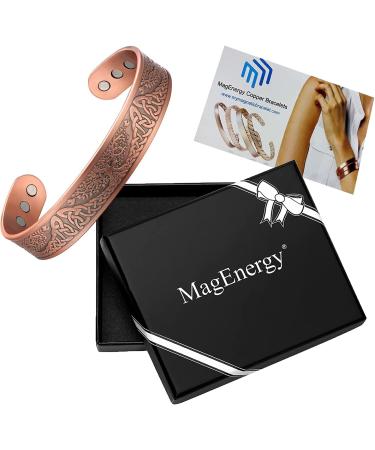 MagEnergy Men's Copper Life of Tree Magnetic Therapy Bracelet - Viking Jewelry 7.5in Adjustable - Buy Online on GoSupps.com