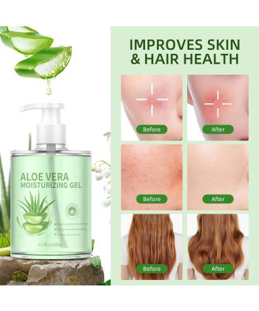 IREV Aloe Vera Gel for Face & Body Natural Aloe Gel For Moisturizing Face Skin Scalp Hair Hydration Hydrating Soothing Calming Moisturizer for Soothing After Sun Care 17.6 fl.oz - Buy Online on GoSupps.com