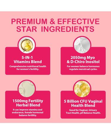 Fertility Supplements for Women Prenatal Vitamins with Myo-Inositol & D-Chiro Inositol Folate Herbs for Hormonal Balance Fertility & Vaginal Care 60 Prenatal Gummies (Raspberry) - Buy Online on GoSupps.com