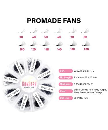 Shop GON Lash 1000 Fans Tray - Premium Volume Lash Extensions | Mixed Length Premade Fans | 5D D Curl 9-16mm - International Shipping Available - Buy Online on GoSupps.com