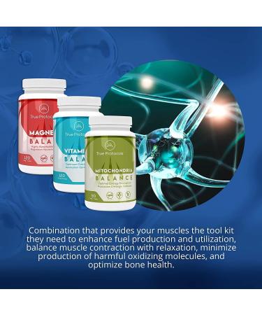 TRUE PROTOCOLS - Muscle Protocol+ (3 items) - Magnesium Balance Vitamin D-K2 Balance & Mitochondria Balance - Bioavailable Capsules for Optimal Muscle Function Bone Health and Energy - 100% Non-GMO Supplements - Buy Online on GoSupps.com