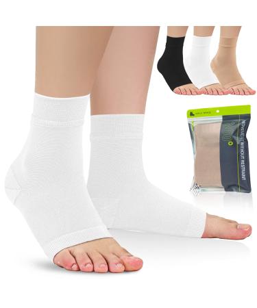 ACTINPUT Plantar Fasciitis Compression Socks for Women&Men, Ankle Brace Compression Foot Sleeves with Arch Support and Ankle Support Small-Medium 05 - Black/White/Beige (3 paris)