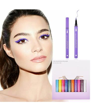 UIIOPJIOM 12 Color Liquid Eyeliner Set - Waterproof & Highly Pigmented Matte Eyeliner Pen for Long-Lasting Colored Eye Makeup - Ideal for Parties & Cosplay - Buy Online on GoSupps.com