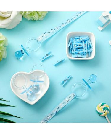 48 Pieces Baby Shower Decorations 24 Plastic Pacifiers and 24 Mini Clothes Pins Transparent Baby Showers Pacifiers Necklace Baby Girl Boy Pacifier Necklace for Party Favor Plastic Clothespins (Blue) - Buy Online on GoSupps.com
