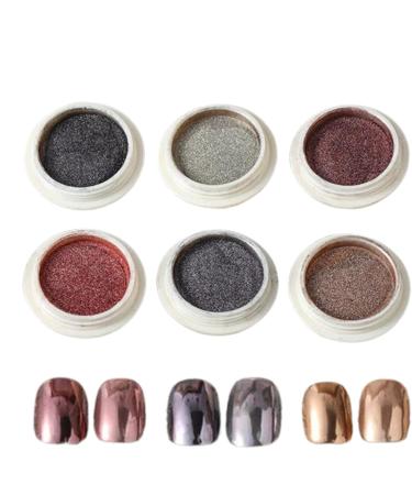 Kit de poudre ongles chrom poudre de ongles chrom e - 6 couleurs Miroir Effet Fingernail Chrome | Shimmer Nail fournit de la poudre pour le festival les rencontres le maquillage l'Halloween 04 D - Buy Online on GoSupps.com