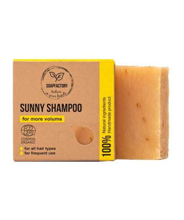 Soap Factory - Organic Solid Shampoo Bar with Lemongrass  Adds Volume  Hair Soap for Men and Women  100% Natural  Vegan  Sustainable  Handmade  Plastic Free  3 Ounce (Pack of 1)