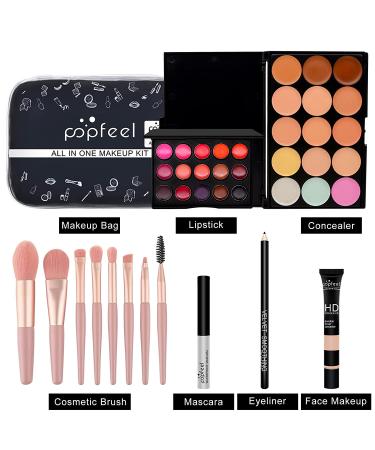 All-in-One Makeup Gift Set for Women - Includes Makeup Brush Set, Eyeshadow Palette, Lip Gloss, Lipstick, Blush, Foundation, Concealer, Mascara, Eyebrow Pencil - Buy Online on GoSupps.com