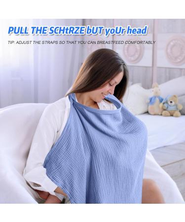 Breastfeeding Cover for On-the-Go Moms | Soft Cotton Adjustable Privacy Protection | Forhome Hill Blue - Buy Online on GoSupps.com
