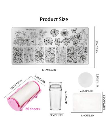 Niceneeded 12Pcs Nail Stamping Kit - Flower Design Nail Art Stampers & Removal Paper for Perfect Nails | International Shipping - Buy Online on GoSupps.com