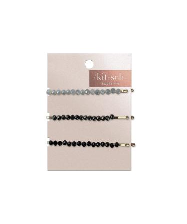 Kitsch Beaded Bobby Pins (BlackSilver) - Set of 3 for Stylish Hair Accessories - Buy Online on GoSupps.com
