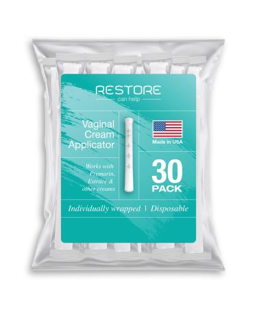 Made in USA - 30 Count Disposable Plastic Threaded Vaginal Applicator Pack: Hygienically Sealed For Your Safety. Dosage Measurements On Every Applicator.