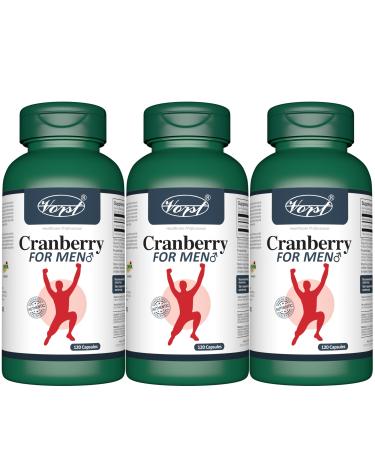 VORST Cranberry Supplement for Men 3 x 120 Capsules | Powder Pills | 3 Bottles 360 count (Pack of 1)
