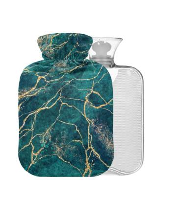 Green marble gold glitter bap free hot water bottle with reference 2l large hot water bag for pain relief headache relief neck and shoulders