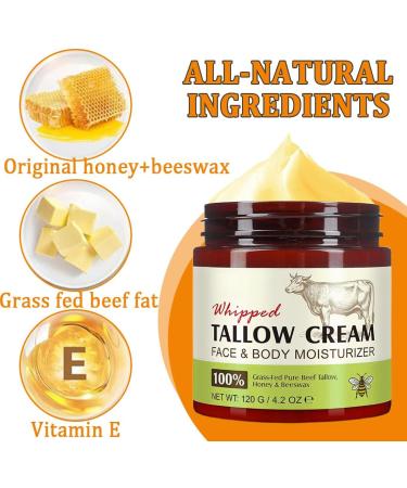 AYVRUOP AYVROUP Organic tallow cream for face and body 100 Grass Beef Tallow Skincare deep hydration and care beef tallow organic quickly absorbing for sensitive dry skin 120 - Buy Online on GoSupps.com