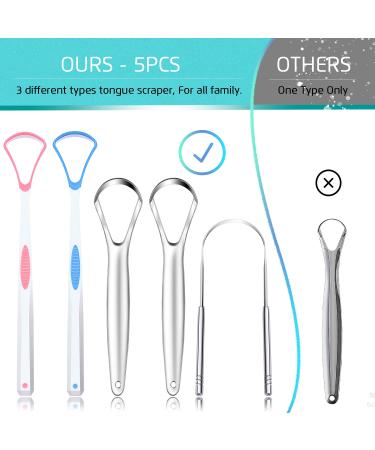 5PCS Medical Grade Tongue Scraper Set - BPA-Free, Great for Oral Care, Reduce Bad Breath - Adults and Kids - Buy Online on GoSupps.com