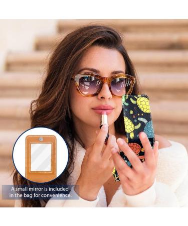 Travel Lipstick Organizer Case - Portable Makeup Bag with Mirror | Ethnic Sea Turtle Design - Buy Online on GoSupps.com