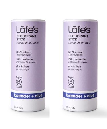 Lafe's Natural Deodorant | 2-Pack 2.25oz Plastic Free Natural Deodorant Stick in Paper Packaging | Aluminum Paraben and Baking Soda Free with 24-Hour Protection (2-Pack Lavender & Aloe) Lavender & Aloe 1 Count (Pack of 2)