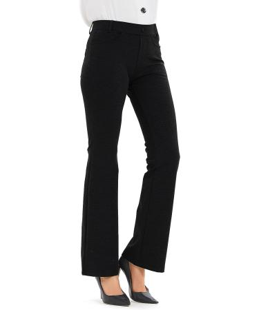 Women's Black Bootcut Dress Pants - Yoga Work Casual Slacks with Stretch - 29 Inseam - Petite Large - Buy Online on GoSupps.com